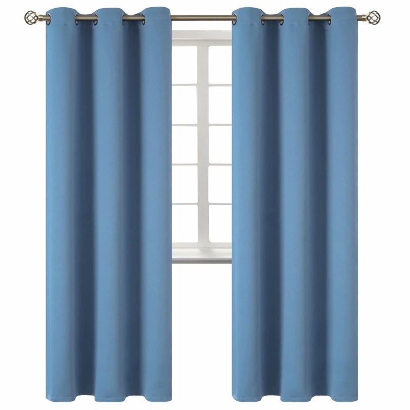 BGment Blackout Curtains for Bedroom - Grommet Thermal Insulated Room Darkening Curtains for Living Room, Set of 2 Panels (42 x 84 Inch, Faded Denim) - Image 1